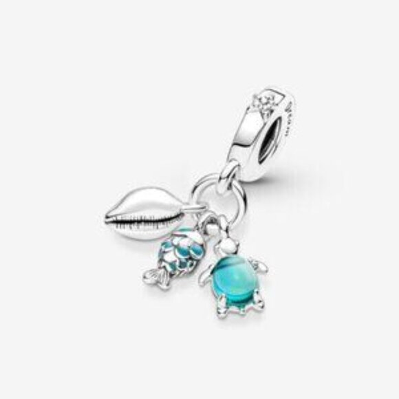 Pandora Fish, Sea Turtle & Conch Triple Dangle Charm - Picture 3 of 5